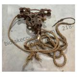Large Vintage Pulley and Rope
