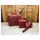 2 Gas Cans and Funnel
