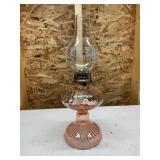 Oil Lamp with Pink Glass Base