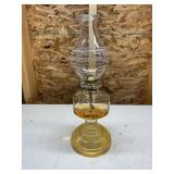 Oil Lamp with Amber Glass Base
