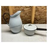 Enamel Ware Pot and Pitcher