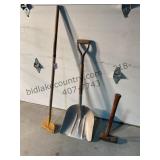 Sledge Hammer, Scraper, and Shovel