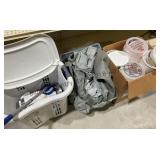 Plastic Buckets, Cover, and Bathroom Items