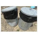 2 Metal Garbage Cans