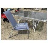 Glass Top Table and 1 Chair