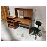 Desk, Chair, and Bookshelf