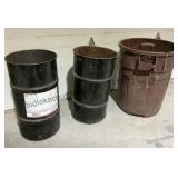 Garbage Can and 2 metal Barrels