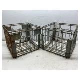 2 - Vintage Metal Milk Crates