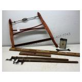 Vintage Saw, Clamps, Levels, and More