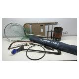 Camp Table, Fishing Net, Saw, and More