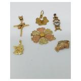 (6) Small 14K Gold Necklace Pendants
