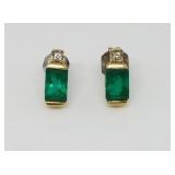 Emerald Cut Earring w/ Small Diamond