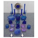 (19pcs) Blue Glass, (4pcs) Lavender Glass