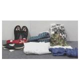 (4 pairs) Ladies Slippers, (1) Cammo Santa Hat ++