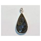 Large Pear Shaped Iridescent Stone Pendant