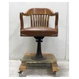 Brown Wooden Rolling Chair