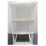 (1)White Plastic Storage Container With 2 Drawers