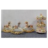 Carousel Chime And (3) Horse Figurines