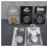 (5) Collectible Limited Edition Movie Coins