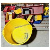 Lot of Poly Parts Bins & Yellow Tub