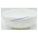 McKee Toltec Milk Glass Footed Bowl