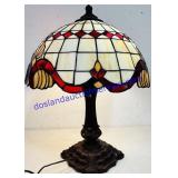 21.5" Tall Tiffany Style Lamp Metal & Glass