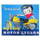 Metal Betty Boop Motorcycle Sign 15x12"