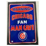 Cubs Fan Sign On Wooden Board 13.5x8"