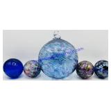 5 Colored Glass Hanging Ball Decorations