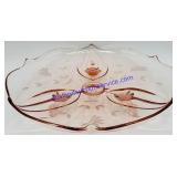 Rose Depression Leaf Pattern Glass Platter