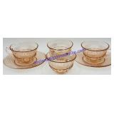 Rose Depression Glass Teacup Set