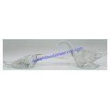 2 Solid Glass Swan Figures