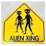 Metal Alien Crossing Sign 15.5x15.5"