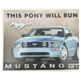Metal Mustang Sign 16x12.5"