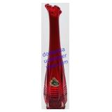 Fenton Ruby Red Amberina Glass Swung Bud Vase