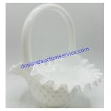 Fenton Hobnail Milk Glass Basket