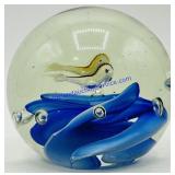 Swimming Fish Ornate Spun Glass Paperweight