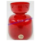 Kastrup Holmegaard Ruby Red Glass Vase