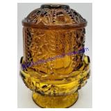 Indiana Glass Stars & Bars Amber Fairy Lamp