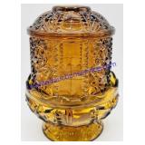 Indiana Glass Stars & Bars Amber Fairy Lamp