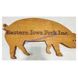 Wooden Eastern Iowa Pork Inc. Pig Sign 14x7"