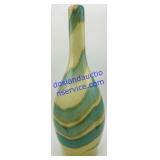 Ocean Blue & Beige Swirl Blown Glass Vase