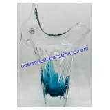 Blenko Seabreeze Blue Blown Glass Optic Vase