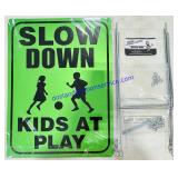 Metal Slow Down Kids At Play 4 Yard Sign Set