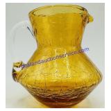 Amber Crackle Glass Mini Pitcher