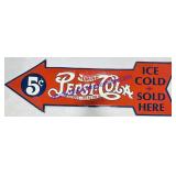 Metal Pepsi-Cola Sign 27x8.5"