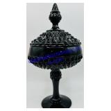 Indiana Glass Black Diamond Point Covered Candy