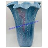 Blue Blown Bubble Glass Ornate Vase