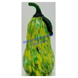 Mottled Green & Yellow Blown Glass Pear
