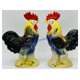 2 Ceramic Rooster Figures